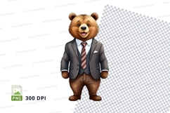 Teddy bear businessman clipart professional success PNG Product Image 1