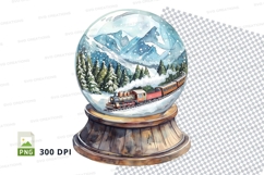 Snow globe with winter train landscape clipart PNG Product Image 1