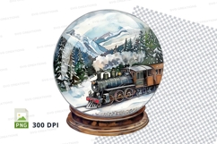 Snow globe train winter clipart transparent PNG 300 DPI Product Image 1