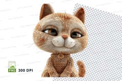 Cute gray cat clipart png isolated white background Product Image 1