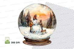 Snowman clipart in snow globe winter scene 300 DPI PNG Product Image 1