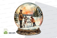Family building snowman in winter clipart transparent PNG Product Image 1