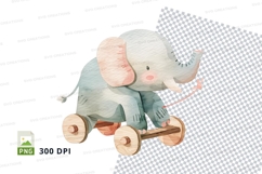 Cute baby elephant toy clipart on checkered blanket Product Image 1