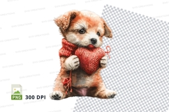Cute puppy holding strawberry clipart transparent PNG Product Image 1