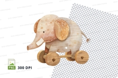 Cute wooden toy elephant clipart PNG transparent background Product Image 1
