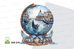Venice cityscape clipart in crystal ball on waves Product Image 1