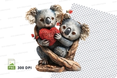 Cute koala hugging heart clipart transparent PNG high qualit Product Image 1