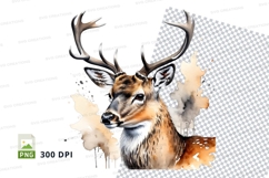 Deer clipart watercolor illustration isolated PNG 300 DPI Product Image 1