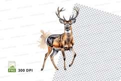 Deer clipart running transparent PNG isolated white backgrou Product Image 1