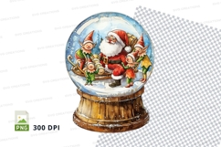 Christmas snow globe with Santa and reindeer clipart PNG Product Image 1