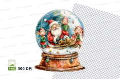 Christmas snow globe with Santa and reindeer clipart PNG Product Image 1