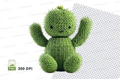 Green cactus plush toy clipart isolated transparent PNG 300 Product Image 1