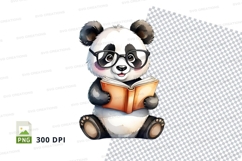 Cute panda reading book clipart transparent background PNG Product Image 1