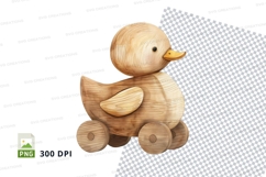 Wooden toy duckling clipart isolated on white background Product Image 1