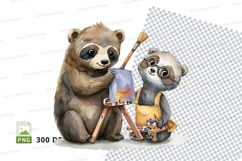 Mother bear and cub clipart png illustration isolated white Product Image 1