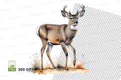 Majestic deer clipart standing in snowy forest illustration Product Image 1