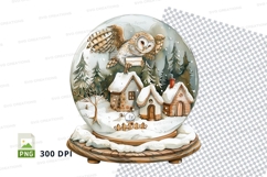 Snow globe owl winter house clipart transparent PNG Product Image 1