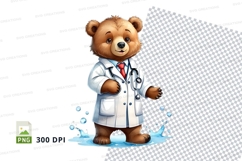 Teddy bear doctor clipart png isolated white coat medical Product Image 1