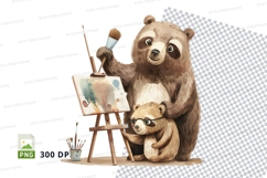 Cute bear family painting art clipart illustration cozy Product Image 1