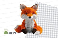Handmade orange fox plush toy clipart isolated on white Product Image 1