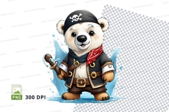 Cute pirate teddy bear clipart PNG transparent background Product Image 1