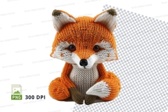 Handmade orange fox knit plush toy clipart PNG high resoluti Product Image 1