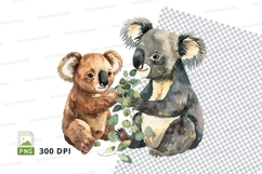 Cute koala bears hugging eating leaves clipart png Product Image 1