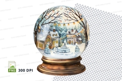 Christmas snow globe clipart winter village scene illustrati Product Image 1