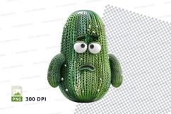 Sad green avocado clipart PNG vector illustration 300 DPI Product Image 1