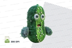 Cute green cucumber clipart with happy face 300 DPI PNG Product Image 1