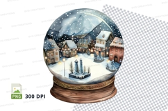 Snow globe village winter scene clipart transparent PNG Product Image 1