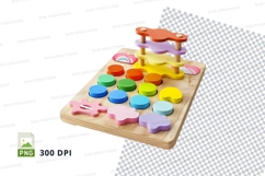 Wooden educational toy with colorful stacking rings and shap Product Image 1