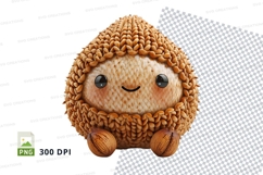 Cute knitted hedgehog clipart PNG high resolution 300 DPI Product Image 1