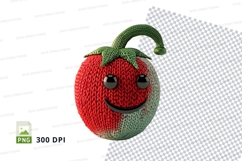 Cute knitted tomato clipart smiling face isolated PNG Product Image 1