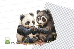 Cute panda bear clipart hugging bamboo vector illustration Product Image 1