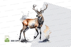 Majestic deer clipart standing in snowy winter forest illust Product Image 1