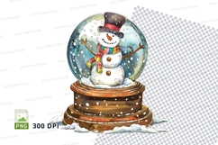 Snowman in glass ball winter holiday clipart transparent PNG Product Image 1