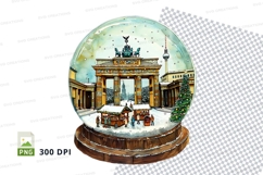 Christmas snow globe with Brandenburg Gate clipart Product Image 1