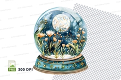Snow globe with clock and tulips clipart transparent PNG Product Image 1