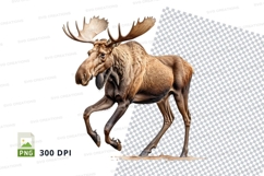 Moose clipart running isolated transparent PNG 300 DPI wildl Product Image 1