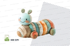 Cute wooden caterpillar toy clipart bright colors smiling pl Product Image 1
