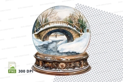 Snow globe with swan bridge winter clipart transparent PNG Product Image 1