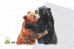 Brown black bears hugging snow winter clipart transparent PN Product Image 1