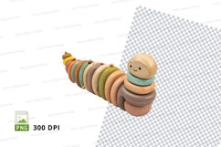 Colorful wooden caterpillar toy on white background clipart Product Image 1