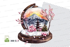 Mount Fuji snow clipart crystal ball pink cherry blossoms Product Image 1