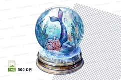 Crystal snow globe mermaid underwater fantasy scene clipart Product Image 1