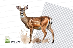 Deer clipart standing in snowy winter forest illustration Product Image 1