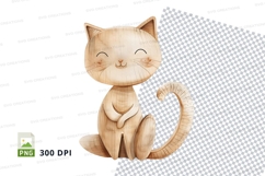 Cute orange kitten clipart sitting happy isolated white back Product Image 1