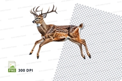 Running deer clipart transparent PNG isolated white backgrou Product Image 1