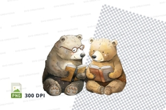 Teddy bears reading book together clipart transparent backgr Product Image 1